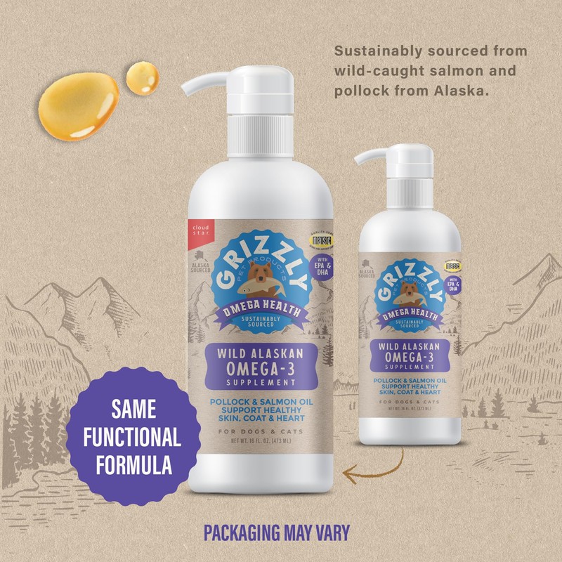 Grizzly Pet Products Omega Health Liquid Omega-3 Supplement for Dogs
