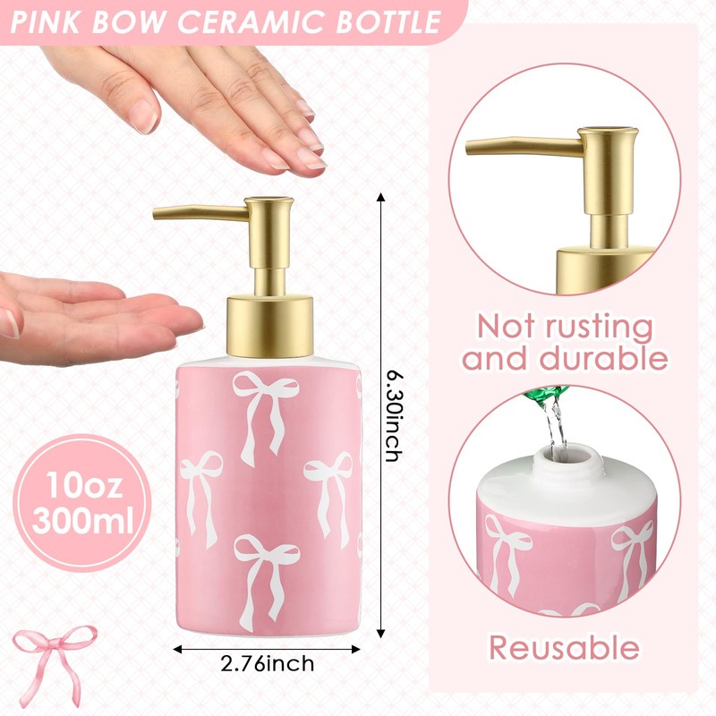 Reallnaive Pink Bow Soap Dispenser Cute Coquette Hand Soap Dispenser
