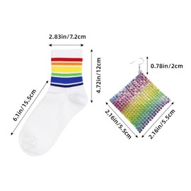 ESLVYXE Rainbow Novelty Socks, Rainbow Cotton Colorful Striped Crew Socks Funny Socks for Men Women