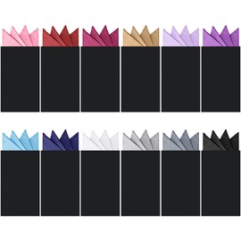 Eurzom 12 Pcs Pocket Squares for Men Prefolded Suit Pocket Squares on Card Masculine Polyester Handkerchief Suit Accessories (Solid Color,Classic Style)
