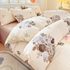 Michorinee Brown Leaves Print Cotton Double Duvet Bed Cover Set