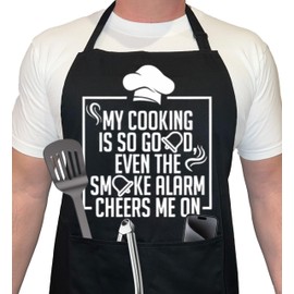 Krazy Kooks Funny Cooking Apron - Gift for Husband, Dad, Him - Christmas Gifts, Father's Day, Birthday Gifts - Manly Apron with Pockets, Cool Gifts for Men Hilarious Designs