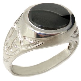 LetsBuyGold Solid 925 Sterling Silver Real Genuine Hematite Mens Signet Anniversary Ring - Size 10 - Size 10