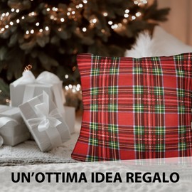 SONIT Christmas Cushion Covers for Sofa, Living Room and Bedroom, Set of 2, Made in Italy, Tartan Cushion Covers, 50 x 50 cm