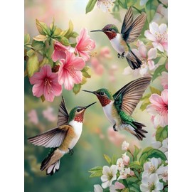 Hummingbird Stamped Cross Stitch Kits for Adults Beginner,Bird Needlepoint Counted Cross Stitch Kits,11 CT Patterns Dimensions Embroidery Craft Kits for Home Wall Decor 12x16 Inch.