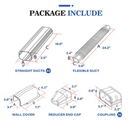LyPrem 4.2Ft Mini Split Line Set Cover 3" PVC Line Cover Kit for Mini Split and Central Air Conditioner & Heat Pump(White)