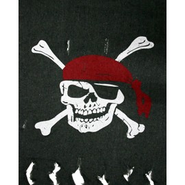 LANGXUN 2pcs Large Size 3ft x 2.5ft Retro and Weathered linen Pirate Flag for Halloween Decorations, Pirate Party, Kids Room Décor (Black-1pcs)