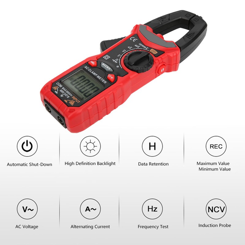 HT206A Hand Held LCD Digital Clamp Meter Multimeter Ac DC