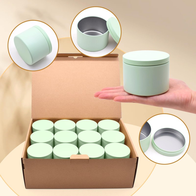 YJHSS 24-Pack 8oz Candle Tins with Lids, Metal Candle Jars