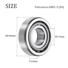 sourcing map 30203 Tapered Roller Bearing Cone and Cup, 17mm Bore x 40mm OD x 13mm Thick, Chrome Steel Taper Bearing Set, ABEC-3