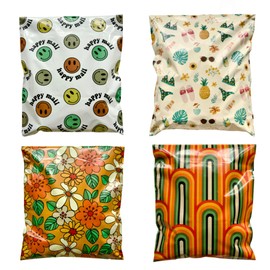 14.5" x 19" Premium Poly Mailers/Recyclable, Self-Adhesive, Tamperproof / 25-250 Pack/Eco-friendly, Shipping Mailers, Weatherproof, Cute, Boho | HAPPY MAIL SOLUTIONS (25 Pack, Retro Rainbows)