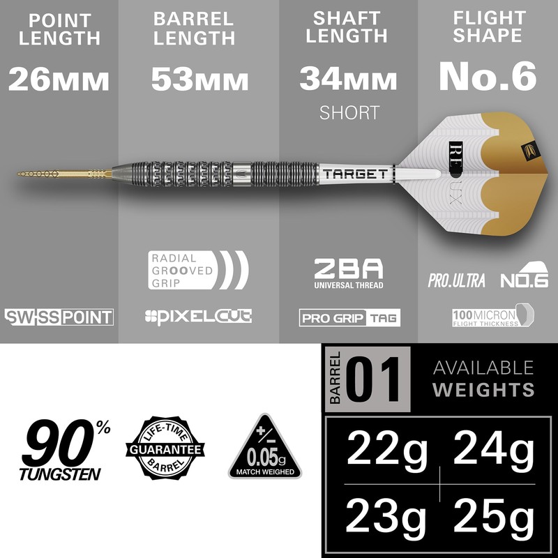Target Darts Redux 90% Tungsten Swiss Point Steel Tip Dart
