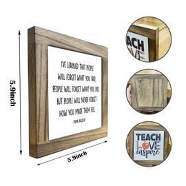 Inspirational Wood Sign, Box Wood Plaques Desk Décor, Maya Angelou Saying Sign, Decorative Wooden Table Sign, Home Farmhouse Decor, I've Learned that... People Will Never Forget How You Made Them Feel