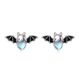 Moonstone Earrings for Women Girls 925 Sterling Silver Koala/Cat/Owl/Cow/Bat/Pig Stud Earrings Animal Gift Moonstone Jewellery, Sterling Silver, Moonstone