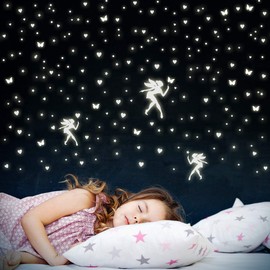Wandkings "Fairies with Hearts, Stars, Butterfly Wall Sticker / 341 & Stickers Fluorescent Glow in the Dark