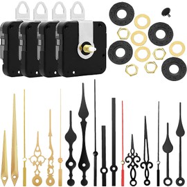 munloo Clock Movement for Wall Clock, 4 Pieces Movement with Hands, Silent Quartz Movement Mechanism Repair Tool with 6 Different Pairs of DIY Clock Movement Kits Replacement