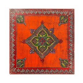 Table Display Stand Pedestal Home Décor Floral Traditional Pooja Chowki Hand Painted Teak Wood