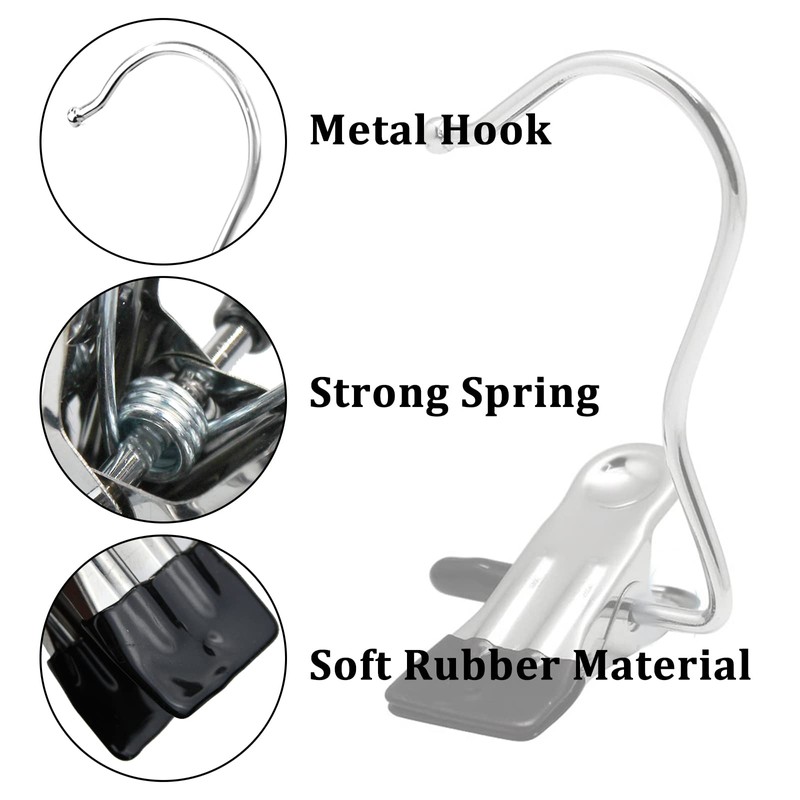 FuninCrea Stainless Steel Laundry Hooks Clip, 5pcs Anti-slip Boot Laundry