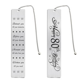 Jzxwan Happy 80th Birthday Gifts for Women Men, 80 Year Old Birthday Bookmark Gift for Male Female, 80 Birthday Decorations