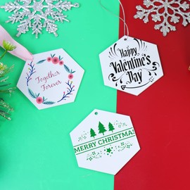 20Pcs 3 Inch White Hexagon Acrylic Christmas Ornaments Blanks 2025 Clear Christmas Acrylic Blanks Ornaments for DIY Craft Flat Acrylics Ornament for Christmas Tree Party Hanging Decoration