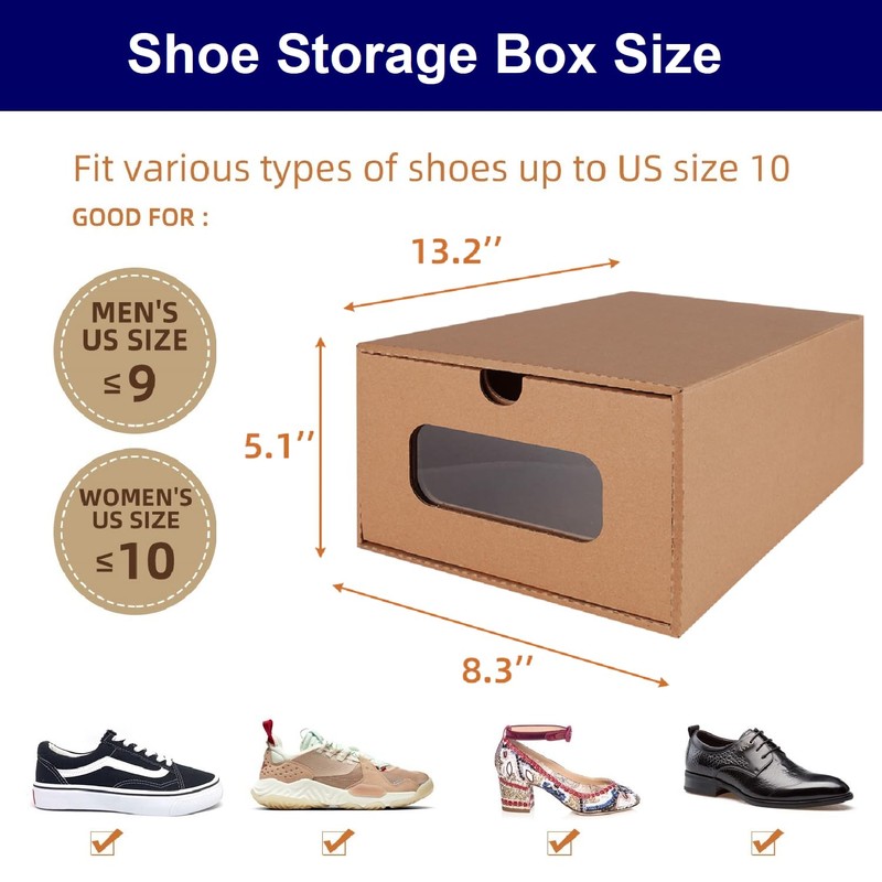 12 Pack Shoe Storage Bins, Waterproof Storage Boxes, Shoe Containers
