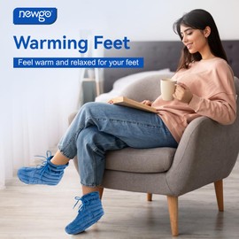 NEWGO Microwavable Slippers for Cold Feet, Heating Pad Booties for Plantar Fasciitis, Arthritis & Achilles Pain Relief - Large Size Hot Therapy Foot Warmers for Men and Women