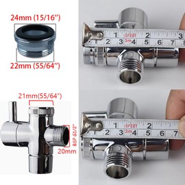 Faucet Diverter Valve with Aerator, Upgraded Bathroom/Kitchen Sink to Hose Diverter Brass Adapter Valve, 3 Way Water Flow Control Switch (Female, 22mm)