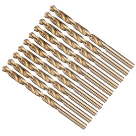 METALLIXITY Drill Bit (1/4") 10Pcs, 4241 High-Speed Steel Straight Shank Gold Finish 118° for Wood Plastic Iron Copper Aluminum Low Soft Metal