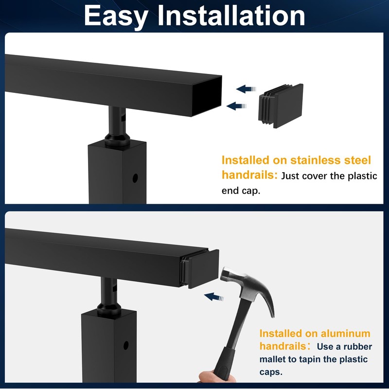 Gyykzz 4 Pack Plastic Handrail End Cap for Stainless Steel
