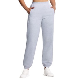 THE GYM PEOPLE Women's Fleece Sweatpants Warm Workout Joggers Pants with Pockets Grey