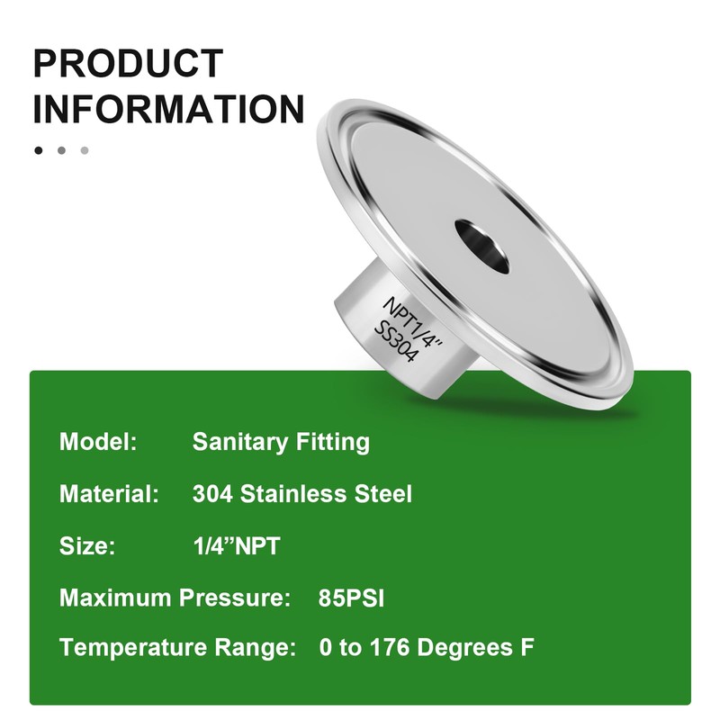 TAISHER 2PCS 1.5" Tri Clamp to 1/4" NPT Female Stainless
