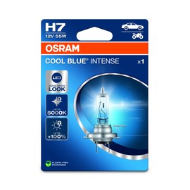 Osram Cool Blue® Intense H7, +100% More Brightness, Up to 5,000 K, Halogen Headlamp, LED Look, Single Blister (1 Lamp)