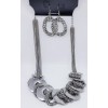 Ashley Stewart Silver, multiple chain Necklace and Earrings Set, Circles
