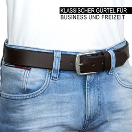 LINDENMANN Men's Genuine Full Leather Belt, Jeans Belt, 40 mm Wide, Men's Belt, Genuine Full Leather Belt, Dark Brown, dark brown