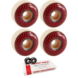 Spitfire 60mm Wheels Formula Four Classic Swirl Skateboard Wheels with Bones Bearings - 8mm Bones Swiss Skateboard Bearings - Bundle of 2 Items