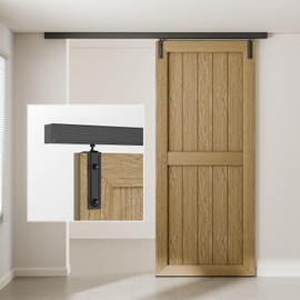 BONIKLUBA 6FT Ceiling Mount Box Rail Barn Door Hardware Kit,Heavy Duty Steel Sliding Barn Door Track,Fit Interior and Exterior Door,Easy Install(No Door)