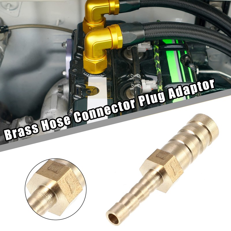 X AUTOHAUX 2 Pcs 8mm-4mm Straight Shaped Hose Barb Brass