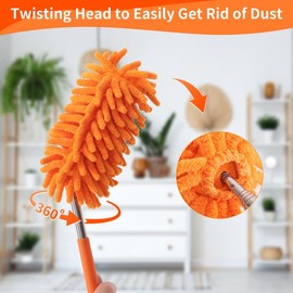 TIMIVO Mini Duster for Cleaning, 360° Bendable Hand Dusters with Extension Pole, Washable Small Duster for Car Interior, Office, Furniture