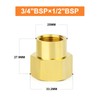 GASHER Brass Pipe Fitting Coupling Reducer Adapter 3/4" x 1/2"