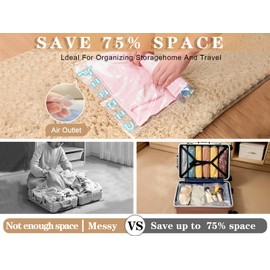 Pack of 11 Vacuum Bags for Clothes, in 5 Sizes, Vacuum Bag Set Travel, Vacuum Bags for Rolling, No Pump, Space-Saving, Reusable Travel Accessories (32 x 39/35 x 50/40 x 60/40 x 50/50 x 70 cm)