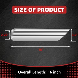 LCGP 2.25" Inlet Exhaust Tip, 2.25" Inlet 3.5" Outlet 16" Overall Length Polished Stainless Steel Diesel Exhaust Tip for 2 1/4 Inch OD Tailpipe, Angle Cut, Weld On DT-243516AC