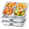 3Pcs Stainless Steel Snack Containers with Lids, 4 Compartment Food