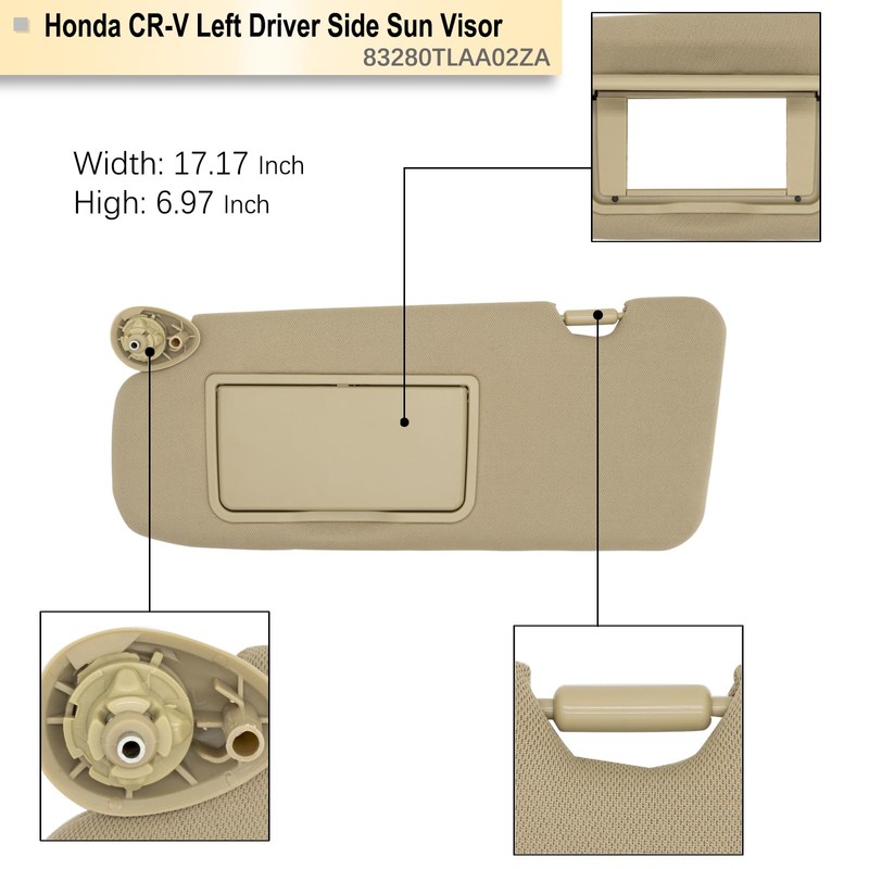 NHILES Driver Left Side Sun Visor Replacement Fits for Honda