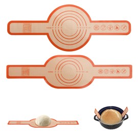 2Pcs Silicone Bread Sling Dutch Oven - Oval and Round, Reusable Silicone Bread Baking Mat, Non-Stick and Easy Clean Bread Baking Sheet Liner, with Long Handle to Transfer Sourdough