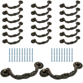 Jersvimc 20 Piece Drop Drawer Handles 5 Inch(128mm) Hole Centers - 6.2 Inch Total Length, Bail Cabinet Pulls Bronze Dresser Handles for Furniture Cupboard Wardrobe Kitchen Door
