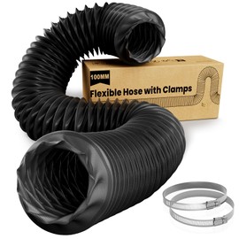HG Power 4 Inch Duct Hose, 16 Feet Flexible Nylon Duct Nylon Air Ducting, Tear& Wear Resistant, Steel Wire 2 Clamps for Exhaust Fan, Grow Tent, Bathroom, Garage not for Dryer