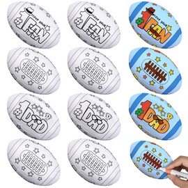 Relaxgiant 12 Pcs 5.12 Inches Large Father's Day Footballs Crafts for Kids Color Your Own Father's Day Footballs DIY Dad Coloring Footballs Father's Day Craft Gifts for Kids Home Classroom Activities