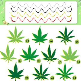 QOUBAI 84PCS Pot Leaves Party Decorations Banners Pot Leaves Hanging Swirl Party Supplies Pot Leaves Ceiling Streamers Pot Leaves Paper Cutout Spiral Favors for Birthday Party Room Decor