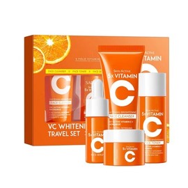 4-in-1 Vitamin C Skincare Kit for Women, Moisturizing & Hydrating Skincare Travel Kit, Face Care Gift Set with Facial Cleanser, Toner, Serum and Face Cream