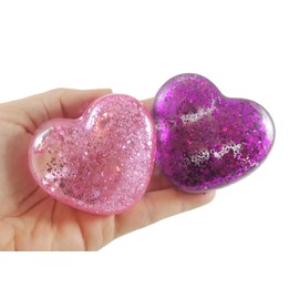 Set of 2 Random Heart Shaped Sugar Balls - Syrup Molasses Thick Glue/Gel Ball - Ultra Squishy Slow Rise Relaxing Sensory Fidget Stress Toy Valenines Day Love (Set of 2 Random Color Hearts)